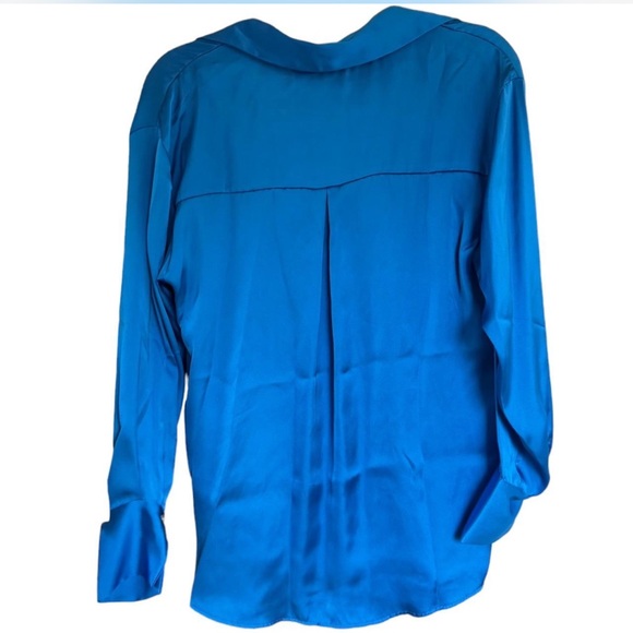 Zara Women's Blue Satin Button-Up Top - Picture 2 of 5